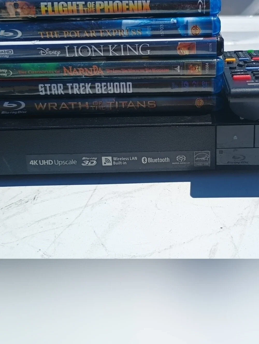 Sony Blue Blu-ray Case with Movie Titles Visible
